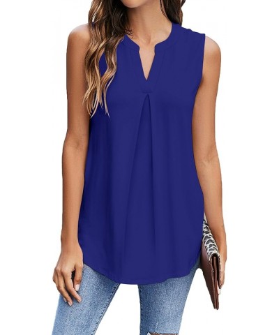 Womens Tank Tops V Neck Sleeveless Summer Shirts Loose Casual Tops Blouses (S-3XL) Royal Blue $17.97 Tanks