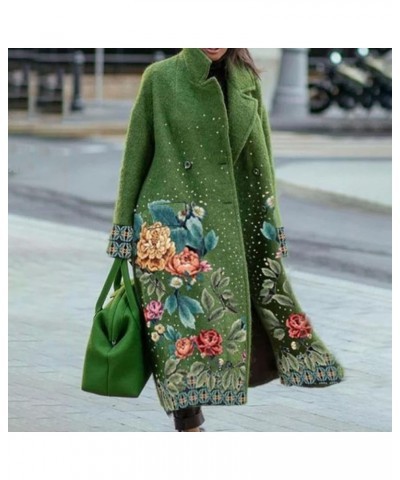 Women's Fashion Solid Color Long Tweed Trench Jacket Classy Oversized Long Sleeve Lapel Winter Thicken Overcoat Coat 04green ...