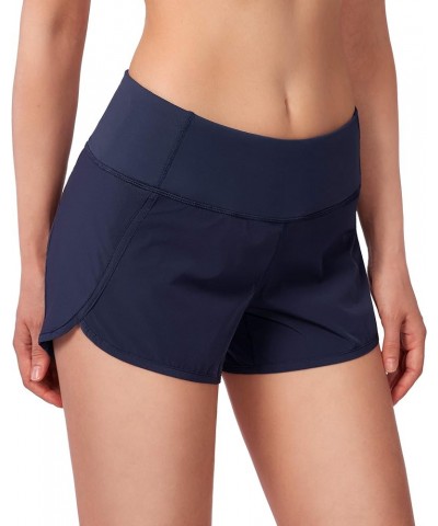 Women's Running Shorts with Mesh Liner 3" Workout Athletic Shorts for Women with Phone Pockets Navy Blue $16.95 Activewear