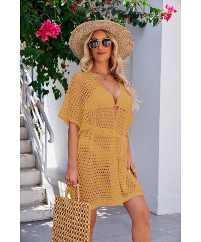 Women's Floral Print Kimonos Loose Tops Half Sleeve Shawl Chiffon Cardigan Blouses Casual Beach Cover Ups Sa961-yellow $9.23 ...