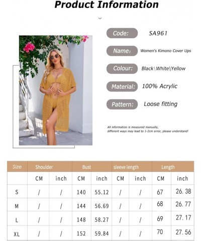 Women's Floral Print Kimonos Loose Tops Half Sleeve Shawl Chiffon Cardigan Blouses Casual Beach Cover Ups Sa961-yellow $9.23 ...