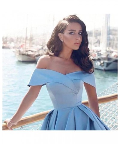 Women's Off The Shoulder Prom Dresses 2023 Long Satin Ball Gown Strapless Formal Evening Dresses with Slit Desert Rose $39.60...