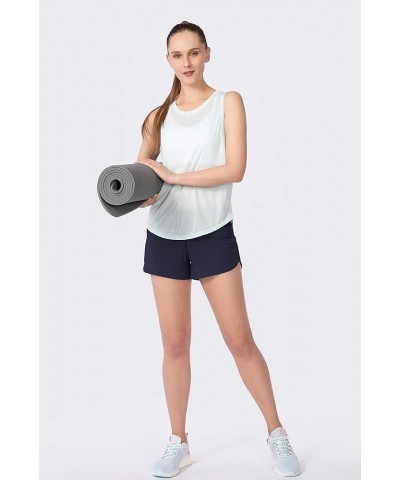 Women's Running Shorts with Mesh Liner 3" Workout Athletic Shorts for Women with Phone Pockets Navy Blue $16.95 Activewear