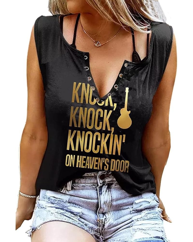 Guitar Wings Tank Tops Women Hollow Out Country Music Tops Rock Concert Tees Rock and Roll Sleeveless T-Shirt Black-5 $9.60 T...