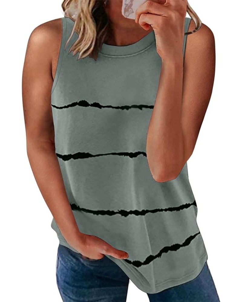 SHEWIN Womens Summer Crewneck Tank Top Casual Loose Sleeveless Tops Shirts Grey $12.53 Tanks