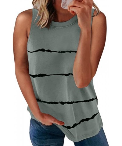 SHEWIN Womens Summer Crewneck Tank Top Casual Loose Sleeveless Tops Shirts Grey $12.53 Tanks