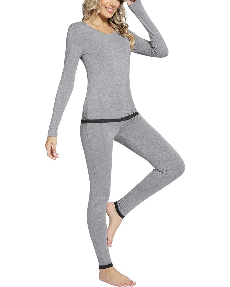 Long Johns Sets Thermal Underwear for Women Lightweight Base Layer Snug fit Pajamas Set, Viscose Made from Bamboo Heather Gre...