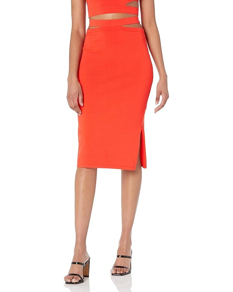 Women's Valentina Slim Cutout Pull-On Midi Sweater Skirt Fire Orange $10.45 Skirts