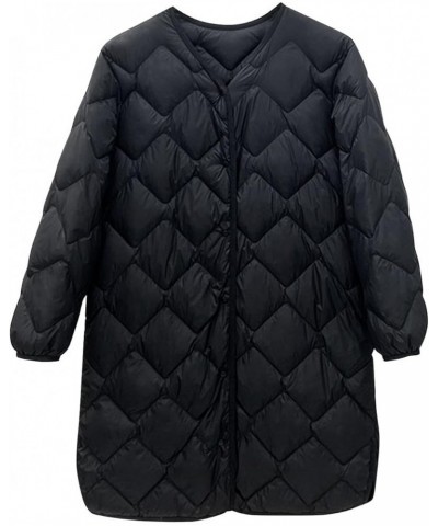 Puffer Coats For Women Winter Quilted Packable Long Puffer Jacket Casual Lightweight Padded Warm Down Coat Outwear A1_black $...