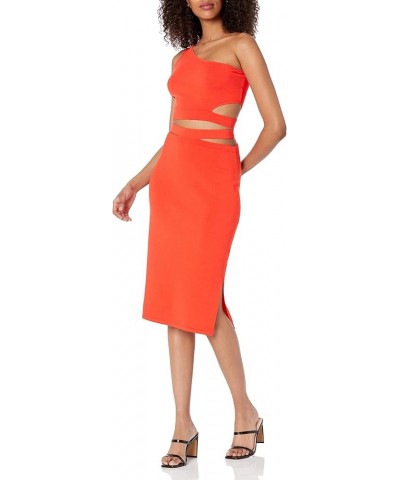 Women's Valentina Slim Cutout Pull-On Midi Sweater Skirt Fire Orange $10.45 Skirts