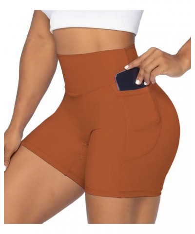 No Front Seam Biker Shorts for Women with Pockets, Yoga Workout Gym Bike Shorts with Tummy Control 5" Inseam Caramel Cafe $11...