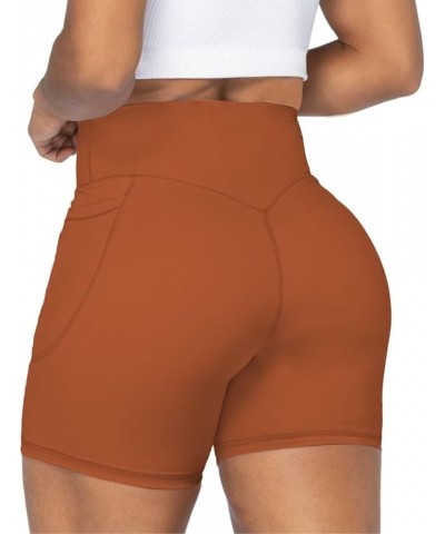 No Front Seam Biker Shorts for Women with Pockets, Yoga Workout Gym Bike Shorts with Tummy Control 5" Inseam Caramel Cafe $11...