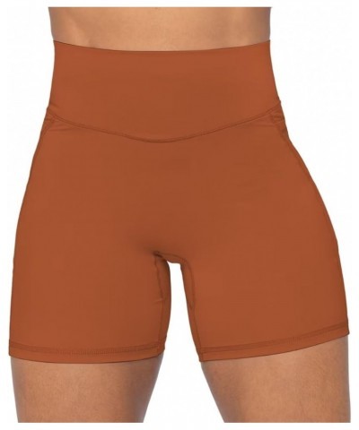 No Front Seam Biker Shorts for Women with Pockets, Yoga Workout Gym Bike Shorts with Tummy Control 5" Inseam Caramel Cafe $11...