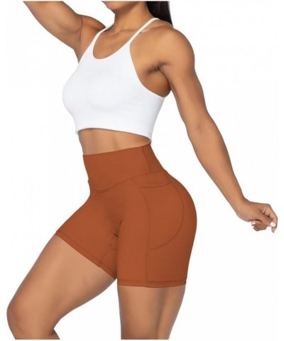 No Front Seam Biker Shorts for Women with Pockets, Yoga Workout Gym Bike Shorts with Tummy Control 5" Inseam Caramel Cafe $11...