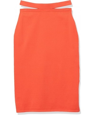 Women's Valentina Slim Cutout Pull-On Midi Sweater Skirt Fire Orange $10.45 Skirts