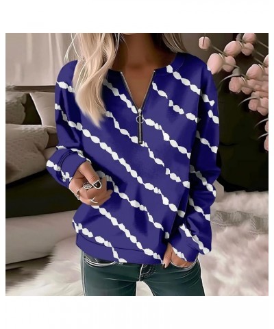 Womens Pullover Sweatshirts Top 2023 Long Sleeves V Neck Cropped Fashion Quarter Zipper Loose Fall Clothes Sweaters Purple-m0...