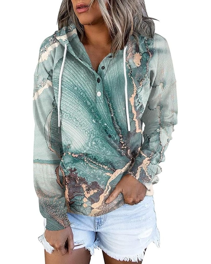 Women Cute Hoodies, Women's Casual Fashion Marble Print Long Sleeve Button Pullover Sweatshirts Hoodies 5-green $9.27 Hoodies...