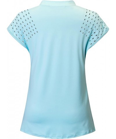 Womens V Neck Golf Polo Shirts Short Sleeve Sport Shirt Workout Tops Light Blue $13.67 Shirts