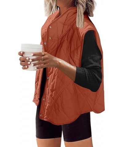 Women Quilted Vest Winter Lightweight Sleeveless Jacket Stand Collar Padded Gilet Coat with Pockets Tangerine $21.99 Vests