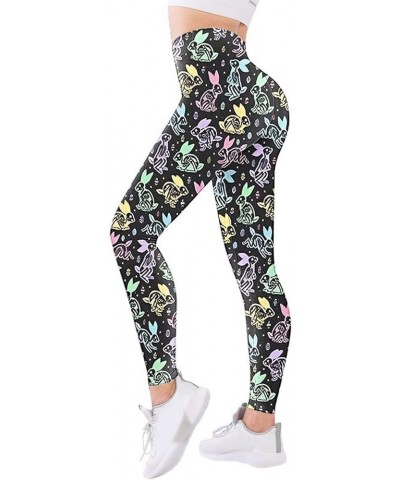 Women's Easter Day High Waist Exercise Yoga Pants Easter Bunny Sports Tights Graphic Soft Leggings Bunny Rabbits Cute D_black...