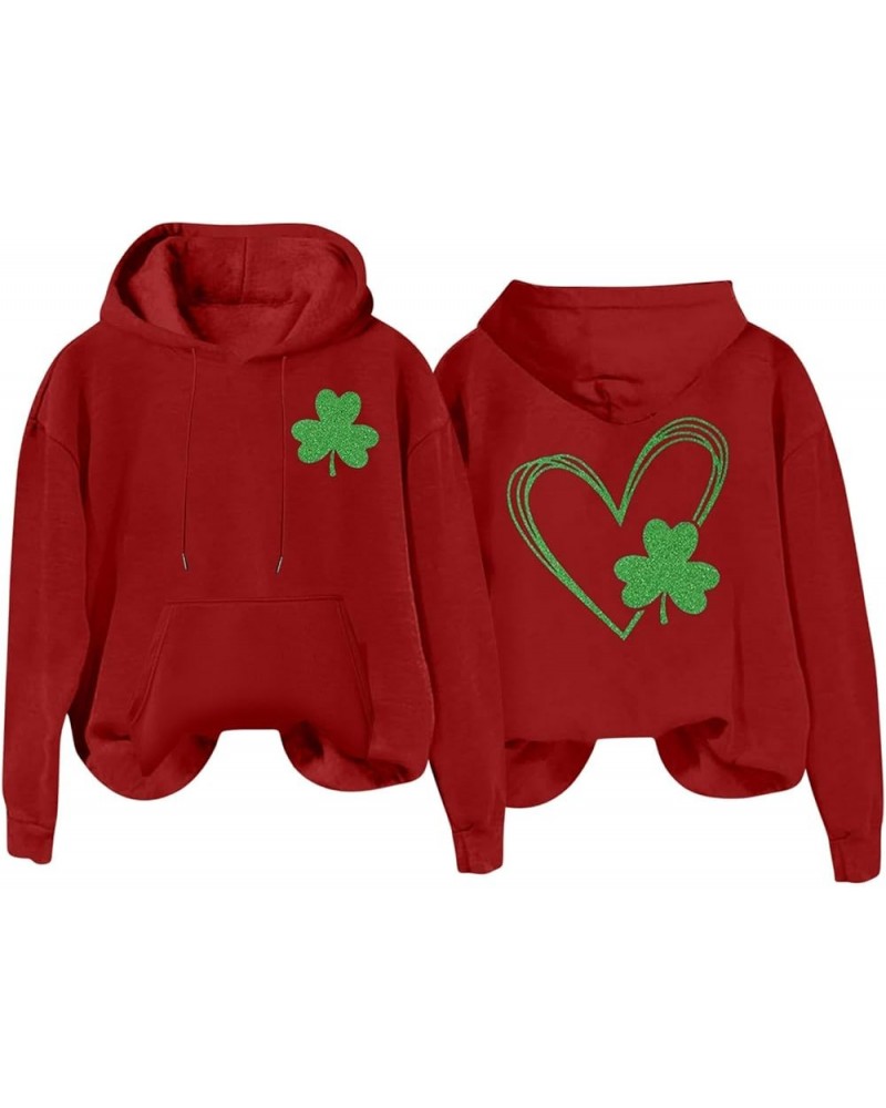 St Patricks Day Sweatshirt Women Cheers Fckers St Patricks Day Hoodie Long Sleeve Clover Pullover Irish Tops 21red St Patrick...