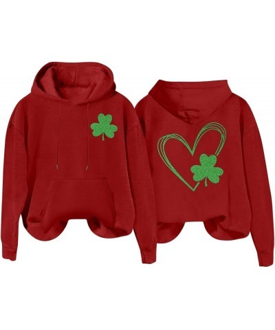 St Patricks Day Sweatshirt Women Cheers Fckers St Patricks Day Hoodie Long Sleeve Clover Pullover Irish Tops 21red St Patrick...