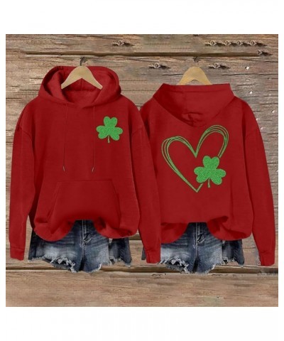 St Patricks Day Sweatshirt Women Cheers Fckers St Patricks Day Hoodie Long Sleeve Clover Pullover Irish Tops 21red St Patrick...