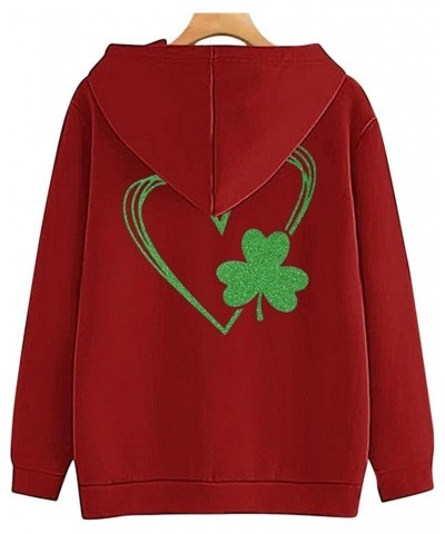 St Patricks Day Sweatshirt Women Cheers Fckers St Patricks Day Hoodie Long Sleeve Clover Pullover Irish Tops 21red St Patrick...