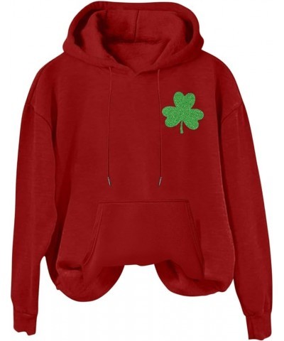 St Patricks Day Sweatshirt Women Cheers Fckers St Patricks Day Hoodie Long Sleeve Clover Pullover Irish Tops 21red St Patrick...