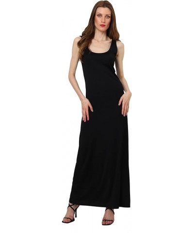 Women's Casual Sleeveless Summer Ankle Length Beach Maxi Long Dress Black $13.74 Swimsuits