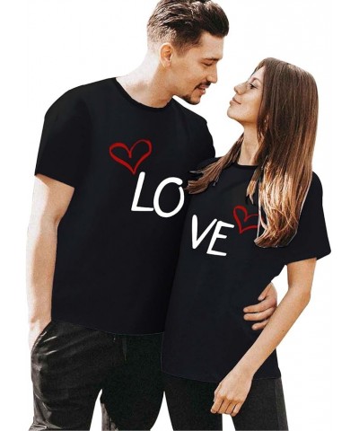 Matching Couple Valentine's Day T-Shirt Funny Short Sleeve Letter Printed Tees Tops Looes Fit Matching T Shirts for Couples M...