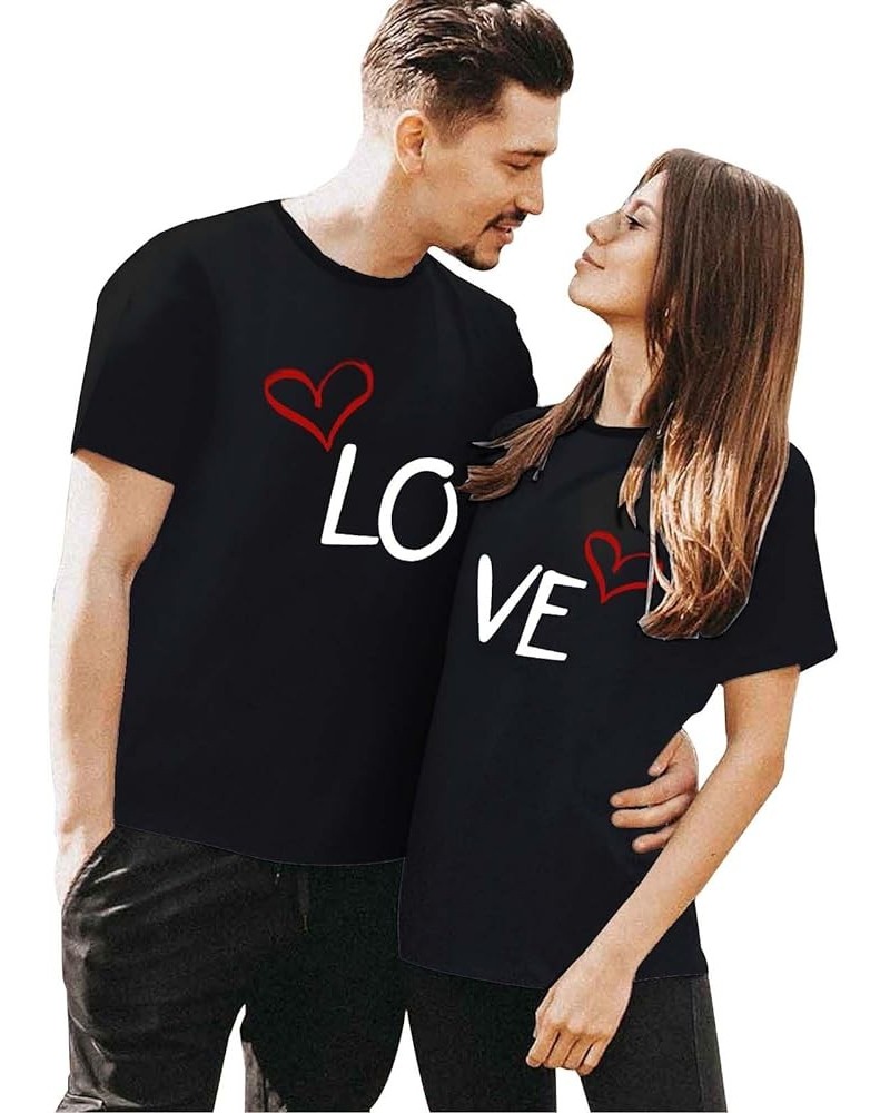 Matching Couple Valentine's Day T-Shirt Funny Short Sleeve Letter Printed Tees Tops Looes Fit Matching T Shirts for Couples M...