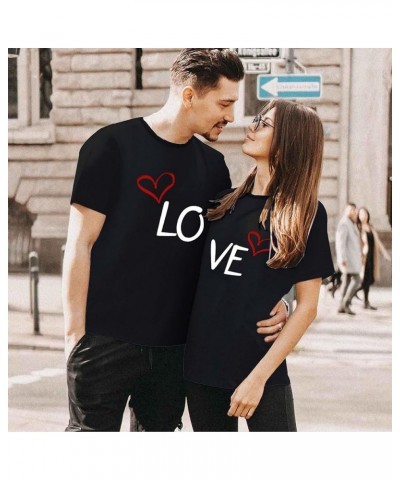 Matching Couple Valentine's Day T-Shirt Funny Short Sleeve Letter Printed Tees Tops Looes Fit Matching T Shirts for Couples M...