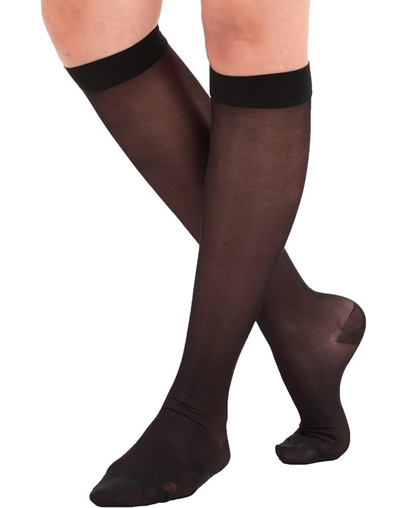 Made in USA - Travel Compression Socks for Women 15-20mmHg - Sheer Graduated Compression Knee High for Airplane, Flight, Trav...