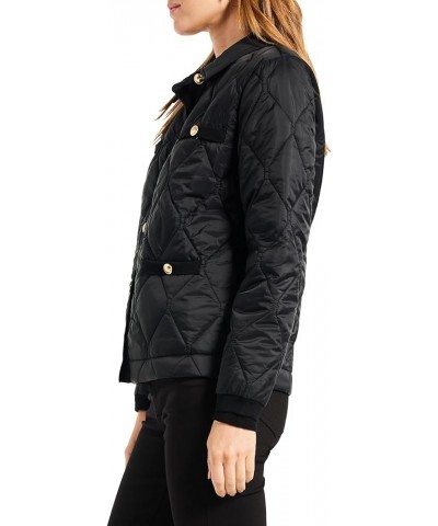 Women's Knit Trim Puffer Jacket Black Onyx $68.61 Jackets