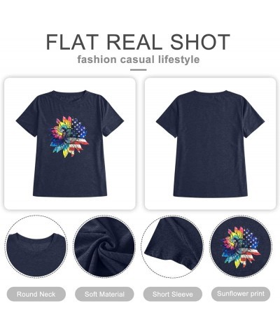 Womens Plus Size Tops Casual Daisy Graphic T Shirts Short/Bell Sleeve Loose Summer Blouse D-dark Blue2 $11.54 Blouses