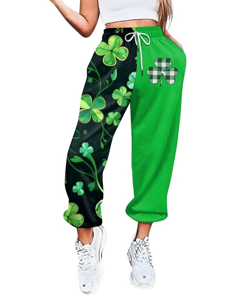 Womens Cargo Sweatpants Wide Leg Y2k Pants St. Patrick's Day Lounge Jogger Pants Lightweight with Pockets Trousers 3-fluoresc...