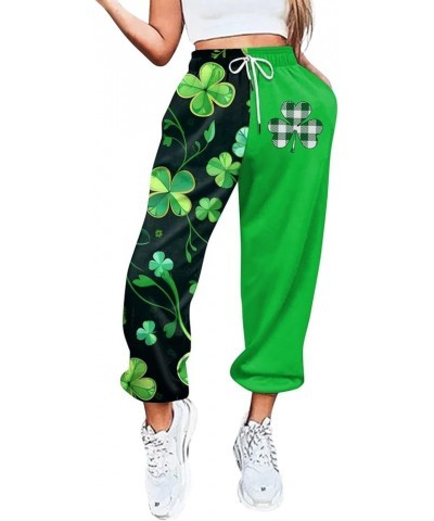 Womens Cargo Sweatpants Wide Leg Y2k Pants St. Patrick's Day Lounge Jogger Pants Lightweight with Pockets Trousers 3-fluoresc...