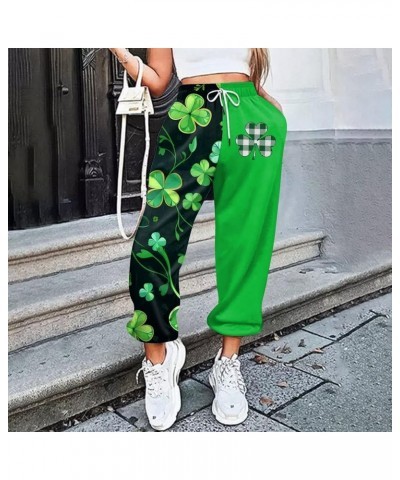 Womens Cargo Sweatpants Wide Leg Y2k Pants St. Patrick's Day Lounge Jogger Pants Lightweight with Pockets Trousers 3-fluoresc...