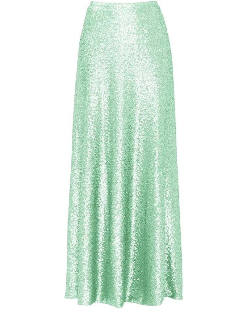 Diydress Women's Long Maxi Sequin Skirt Wedding A-Line Skirt Bridesmaid Skirt Mint $13.50 Skirts