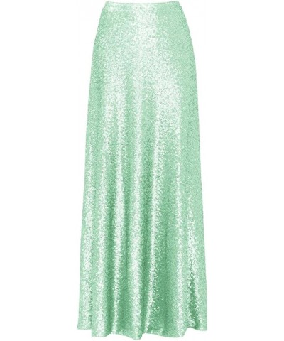 Diydress Women's Long Maxi Sequin Skirt Wedding A-Line Skirt Bridesmaid Skirt Mint $13.50 Skirts