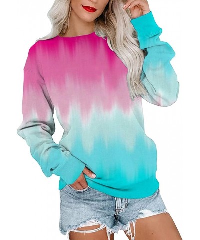 Gradient Color Sweatshirt for Women Long Sleeve Crew Neck Casual Loose Pullover Date Walking Loose Hoodie Tops A-pink $9.62 H...