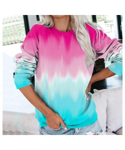 Gradient Color Sweatshirt for Women Long Sleeve Crew Neck Casual Loose Pullover Date Walking Loose Hoodie Tops A-pink $9.62 H...