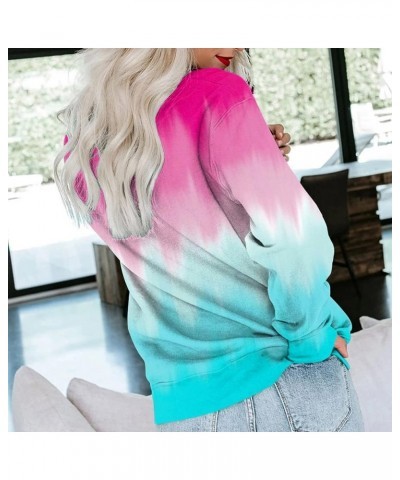 Gradient Color Sweatshirt for Women Long Sleeve Crew Neck Casual Loose Pullover Date Walking Loose Hoodie Tops A-pink $9.62 H...