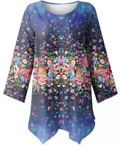 Women's Summer Tops 2023 Asymmetric Print Long Sleeve Casual Daily Basic Round Neck T-Shirt Top Dress, S-5XL 2-dark Purple $9...