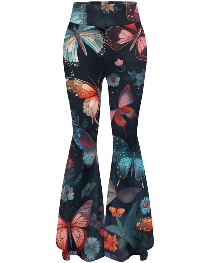 Womens Yoga Pants Plus Size Flare Leggings for Women High Waist Butterfly $15.65 Activewear