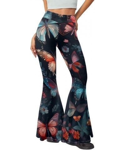 Womens Yoga Pants Plus Size Flare Leggings for Women High Waist Butterfly $15.65 Activewear