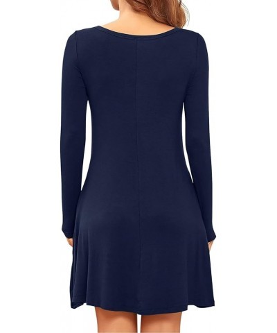 Long Sleeve Dresses for Women Black Dress Casual Short T-Shirt Dresses 01 Navy Blue $13.99 Dresses