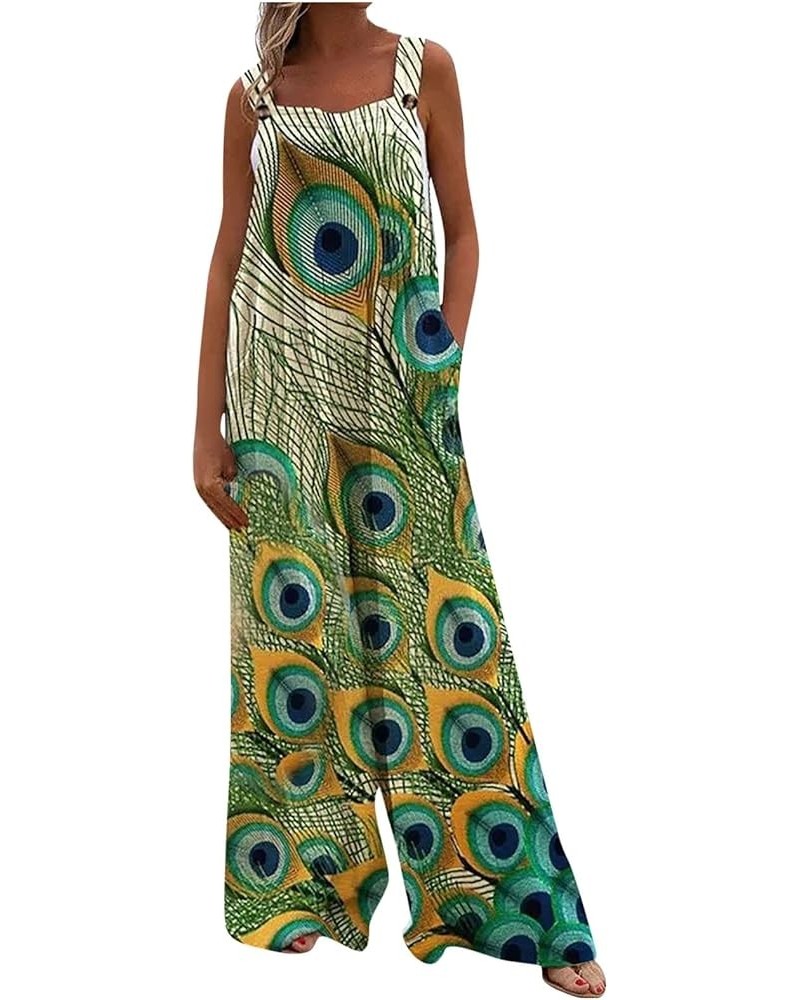 Summer Fashion Plus Size Overall for Womens Baggy Pants Loose Fit Rompers Streetwear Printed Casual Jumpsuits 44-green $7.76 ...