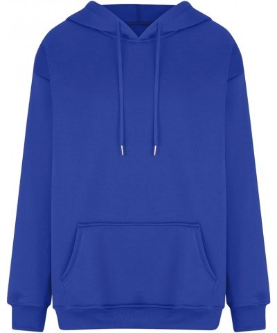 Women's Casual Hoodies Long Sleeve Lightweight Solid Pullover Tops Loose Fall Winter Sweatshirt with Pocket Dc-blue $9.02 Hoo...